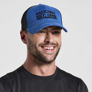 Férfi Saucony Adjustable Snap Back Trucker Sapka Kék | HUNGARY FOWNE