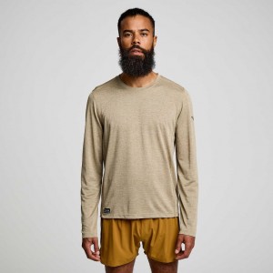 Férfi Saucony Stopwatch Long Sleeve Póló Khaki | HUNGARY VAUBE