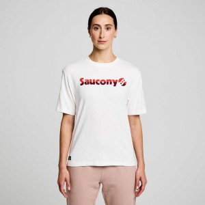 Női Saucony Recovery Rövid Sleeve Póló Fehér | HUNGARY SWGOQ