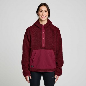 Női Saucony Recovery Sherpa Pullover Kapucnis Pulóver Bordó | HUNGARY XNSVR
