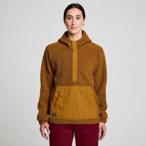 Női Saucony Recovery Sherpa Pullover Kapucnis Pulóver Barna | HUNGARY AZYTM
