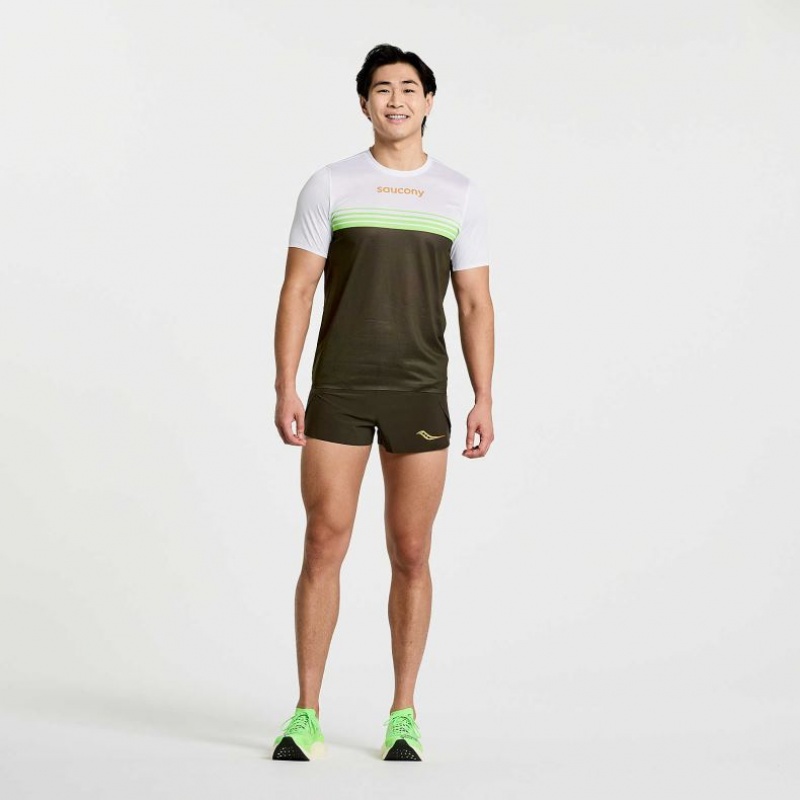 Férfi Saucony Elite Rövid Sleeve Póló Fehér Fekete | HUNGARY OVIKY