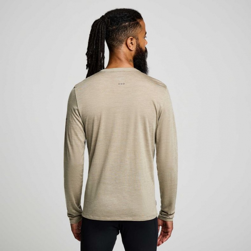 Férfi Saucony Peregrine Merino Long Sleeve Póló Olivazöld | HUNGARY QWVJP