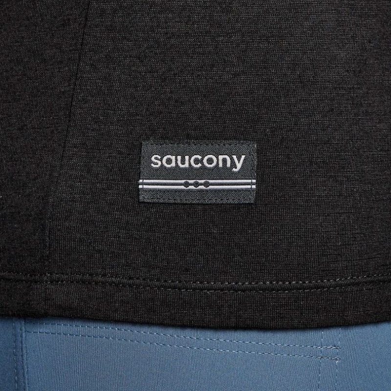Férfi Saucony Peregrine Merino Long Sleeve Póló Fekete | HUNGARY NXMCH