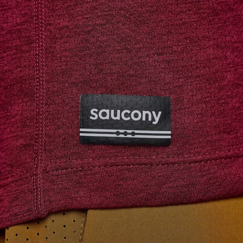 Férfi Saucony Stopwatch Graphic Long Sleeve Póló Piros | HUNGARY LEFIR