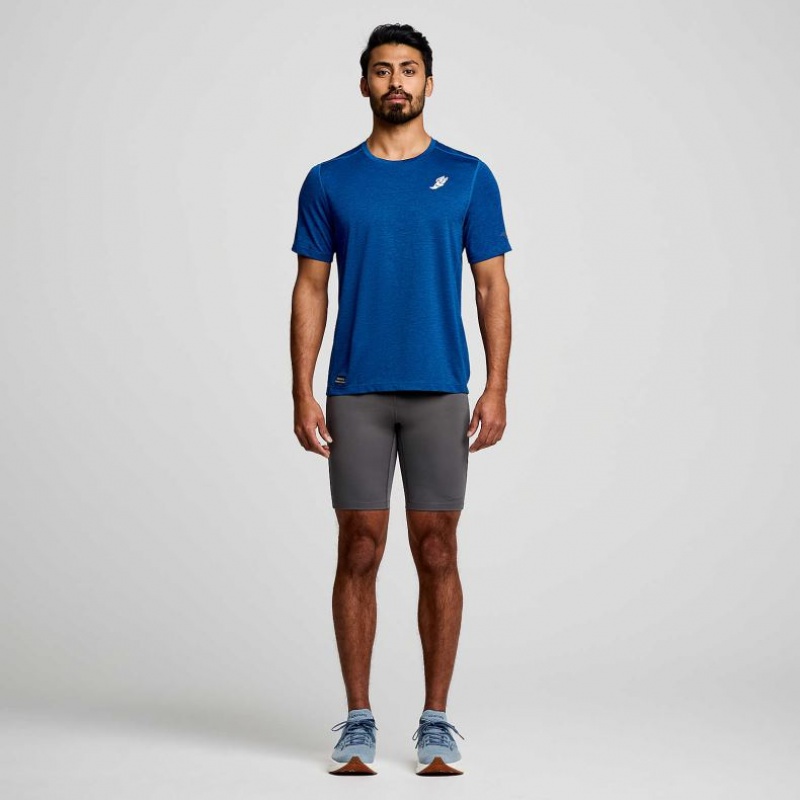 Férfi Saucony Stopwatch Graphic Rövid Sleeve Póló Sötétkék | HUNGARY JKFEI