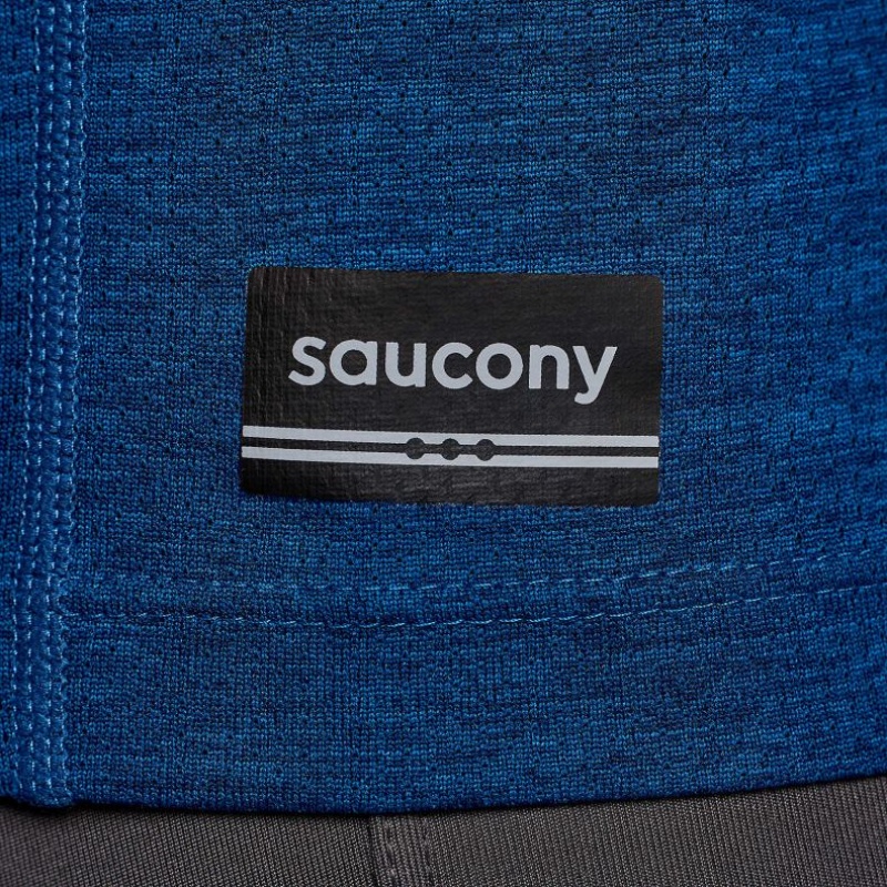 Férfi Saucony Stopwatch Graphic Rövid Sleeve Póló Sötétkék | HUNGARY JKFEI