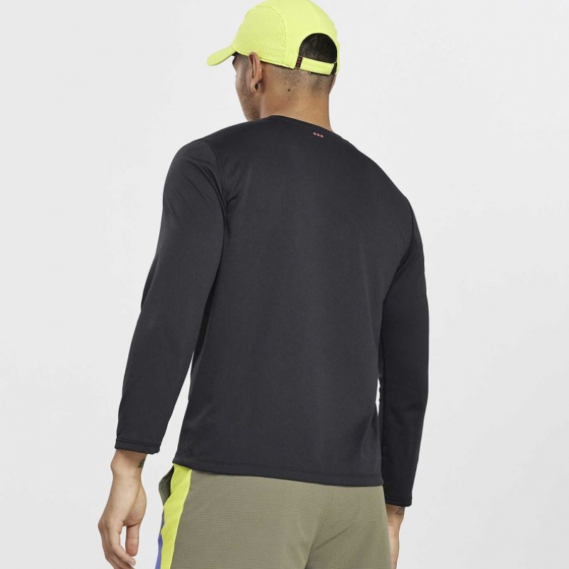 Férfi Saucony Stopwatch Long Sleeve Póló Fekete | HUNGARY IDZKO