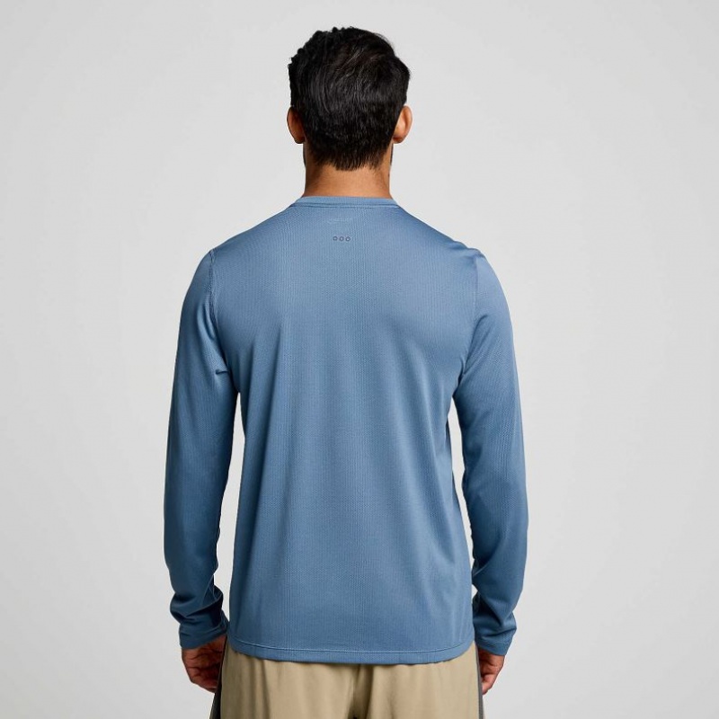 Férfi Saucony Stopwatch Long Sleeve Póló Kék | HUNGARY CGPLX