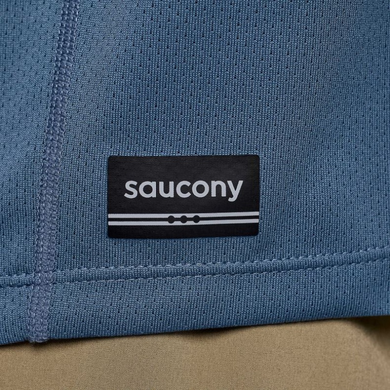 Férfi Saucony Stopwatch Long Sleeve Póló Kék | HUNGARY CGPLX
