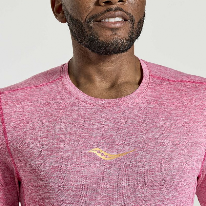 Férfi Saucony Stopwatch Rövid Sleeve Póló Rózsaszín | HUNGARY EZDYB
