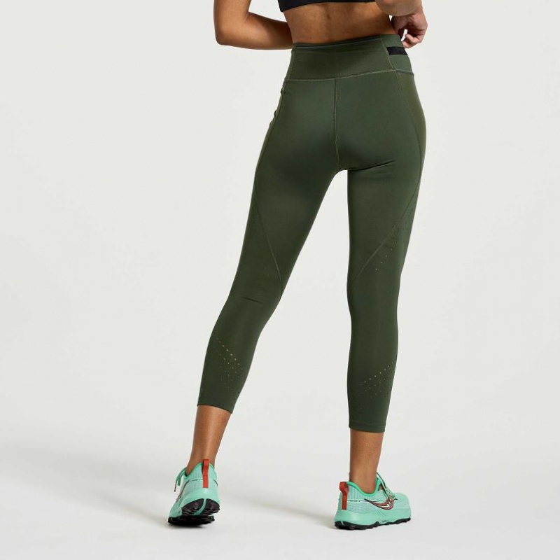 Női Saucony Explorer Utility Crop Harisnyanadrág Sötétzöld | HUNGARY WHSLD
