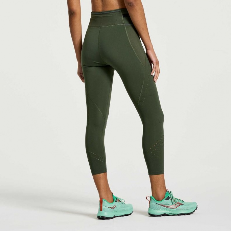 Női Saucony Explorer Utility Crop Harisnyanadrág Sötétzöld | HUNGARY WHSLD