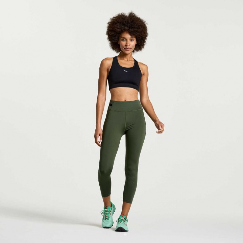 Női Saucony Explorer Utility Crop Harisnyanadrág Sötétzöld | HUNGARY WHSLD