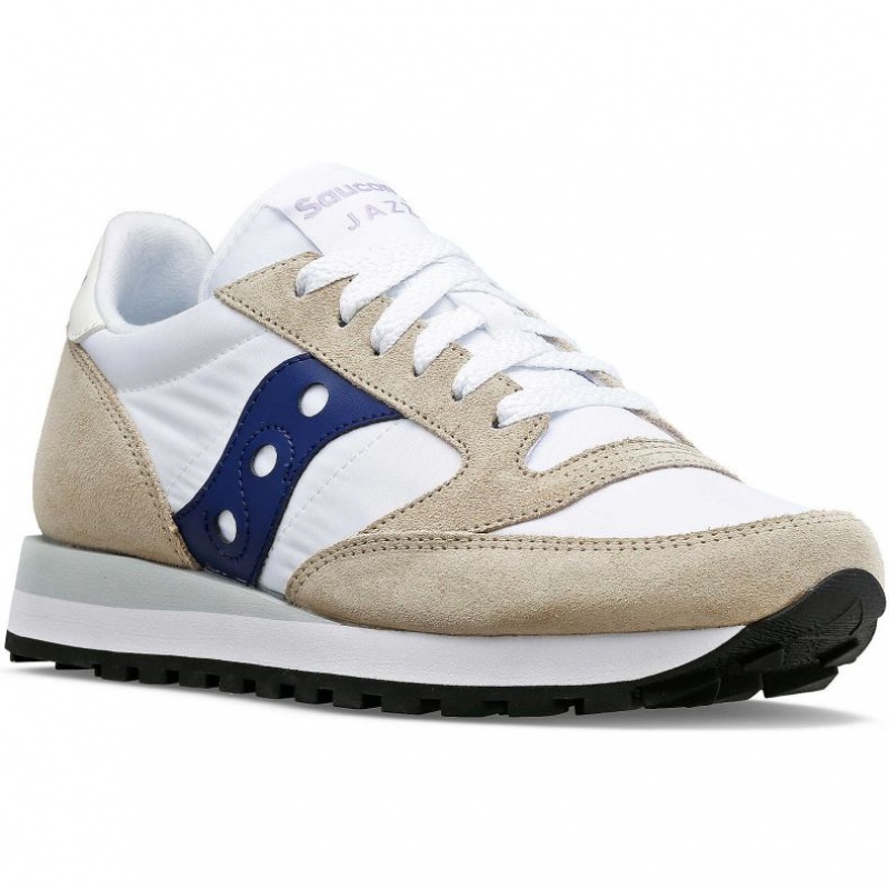 Női Saucony Jazz Original Sportcipő Fehér Bézs Sötétkék | HUNGARY EVSKW
