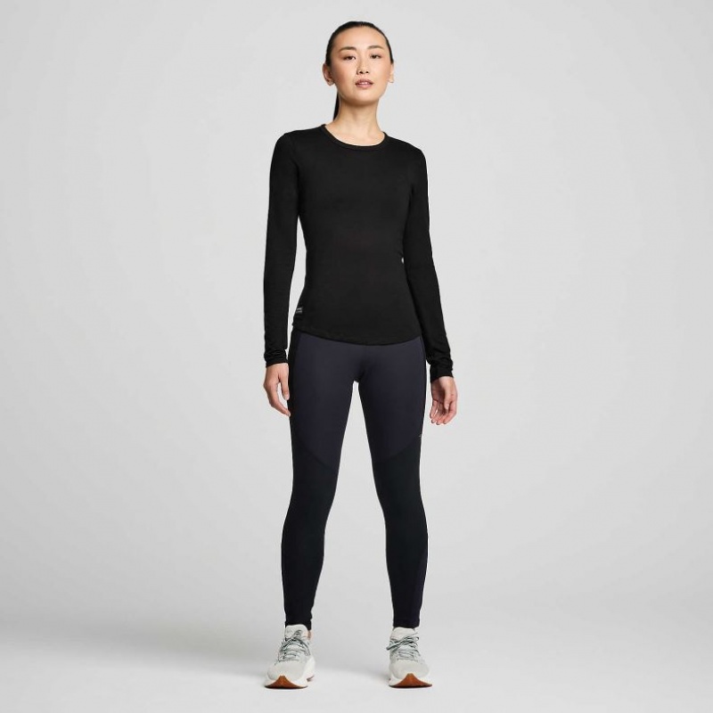 Női Saucony Peregrine Merino Long Sleeve Póló Fekete | HUNGARY LDNSG