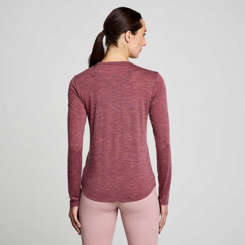 Női Saucony Peregrine Merino Long Sleeve Póló Piros | HUNGARY DVKJN