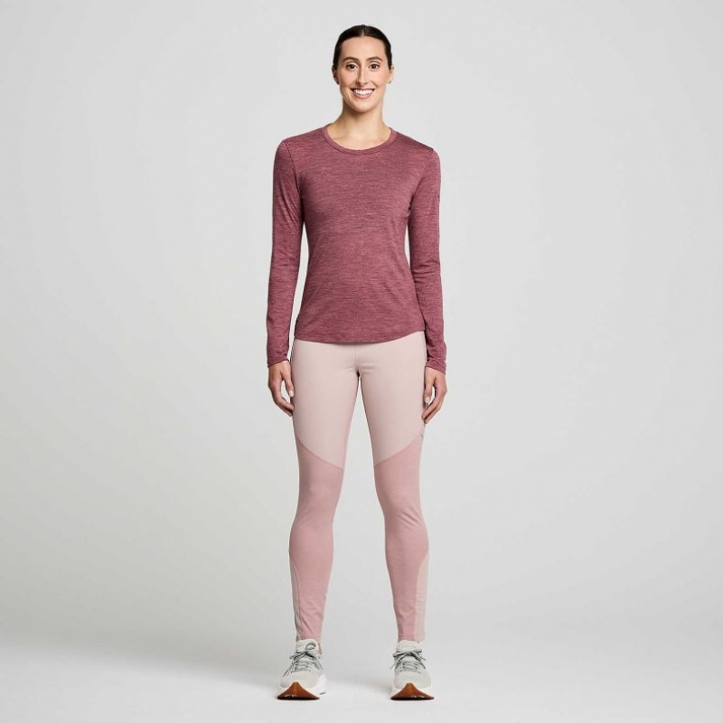 Női Saucony Peregrine Merino Long Sleeve Póló Piros | HUNGARY DVKJN