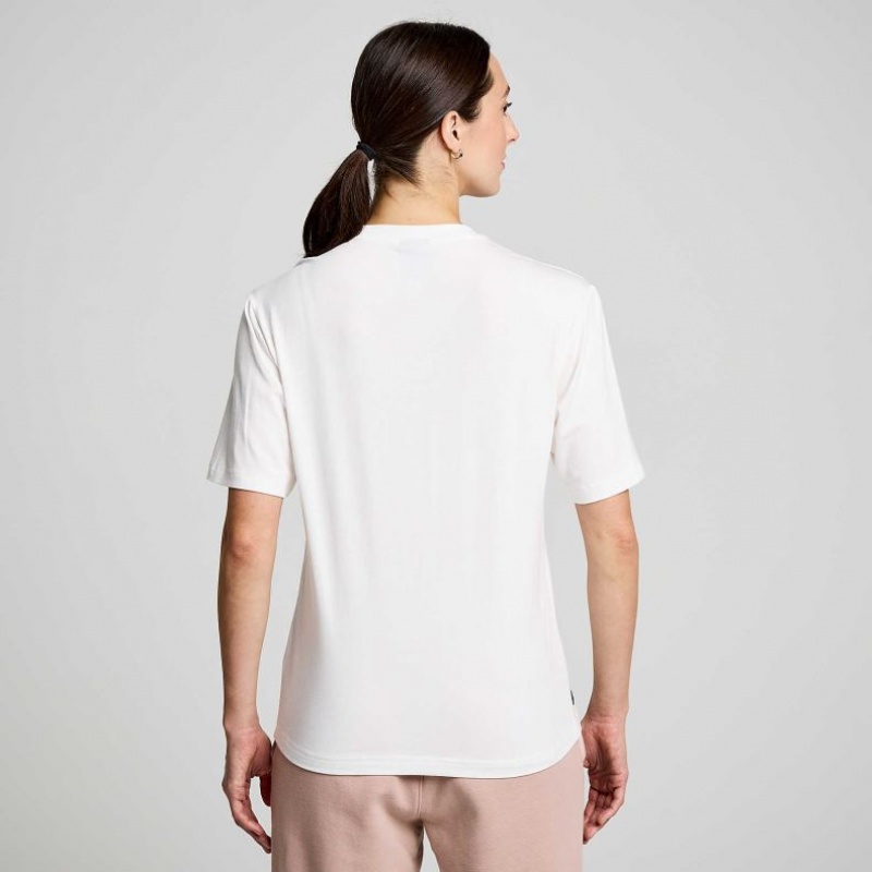 Női Saucony Recovery Rövid Sleeve Póló Fehér | HUNGARY SWGOQ