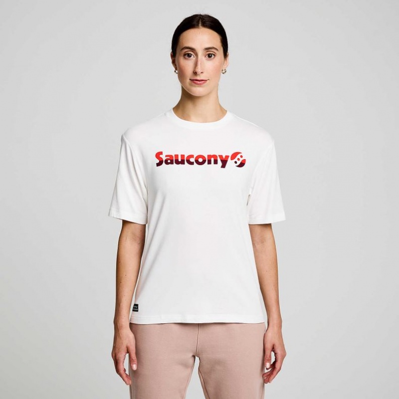Női Saucony Recovery Rövid Sleeve Póló Fehér | HUNGARY SWGOQ