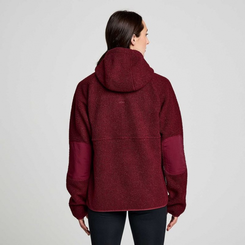 Női Saucony Recovery Sherpa Pullover Kapucnis Pulóver Bordó | HUNGARY XNSVR