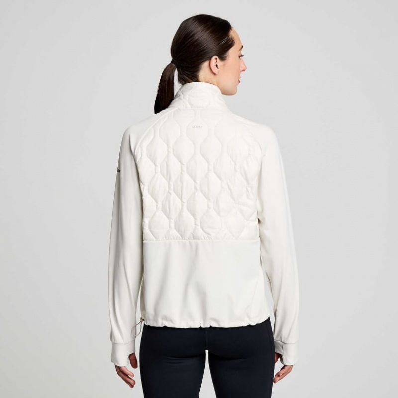 Női Saucony Solstice Oysterpuff 1/2 Zip Pulóver Fehér | HUNGARY SQRYH