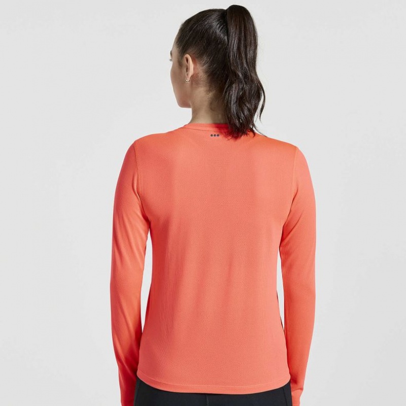 Női Saucony Stopwatch Graphic Long Sleeve Póló Narancssárga | HUNGARY IDQBY