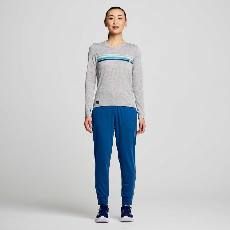 Női Saucony Stopwatch Graphic Long Sleeve Póló Világos Szürke | HUNGARY QFCWO