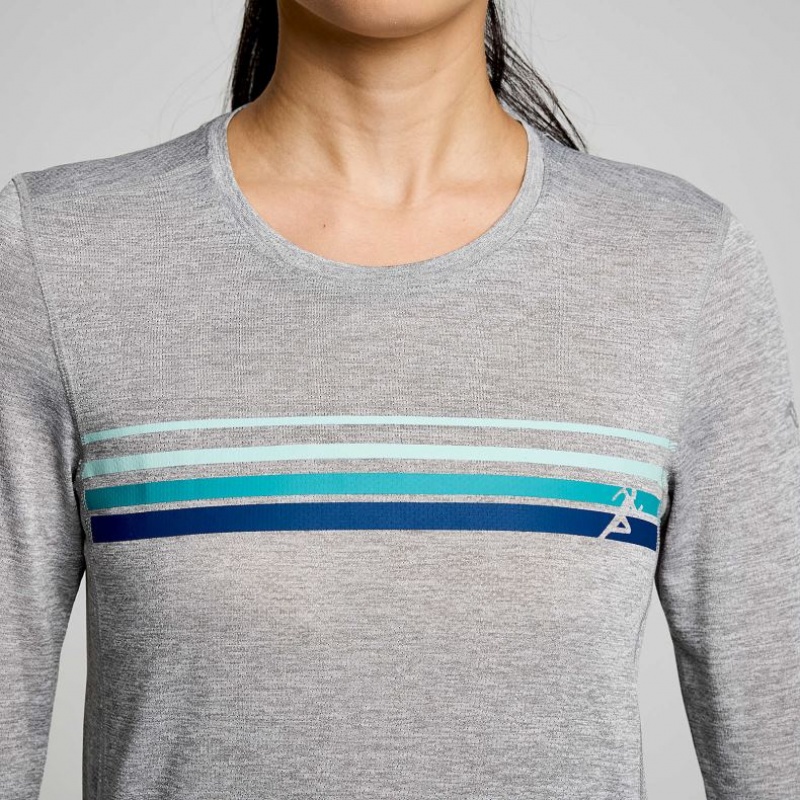 Női Saucony Stopwatch Graphic Long Sleeve Póló Világos Szürke | HUNGARY QFCWO