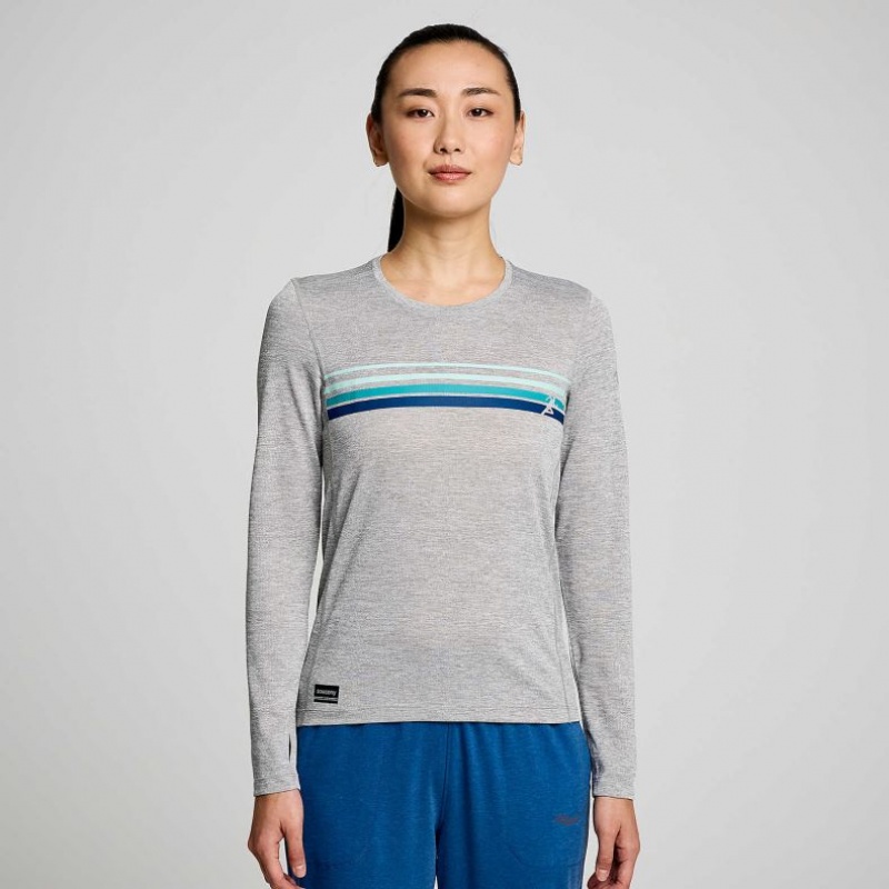 Női Saucony Stopwatch Graphic Long Sleeve Póló Világos Szürke | HUNGARY QFCWO