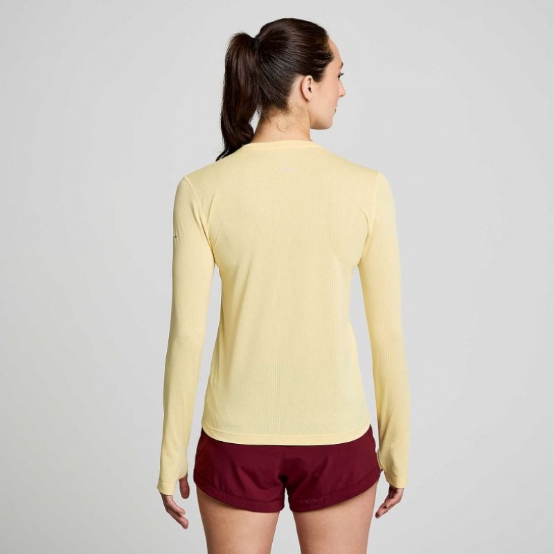 Női Saucony Stopwatch Graphic Long Sleeve Póló Sárga | HUNGARY LDMPN