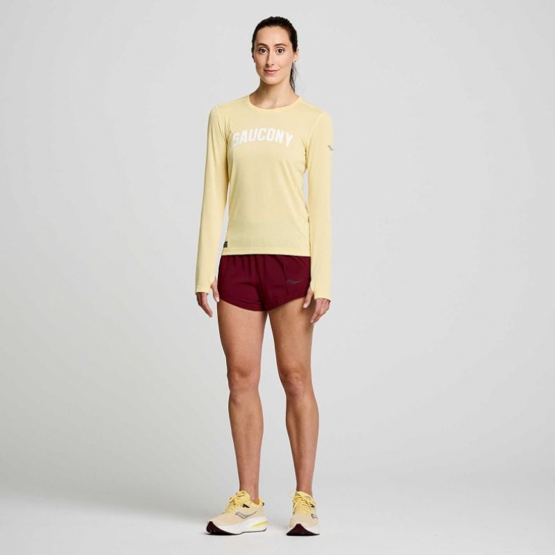 Női Saucony Stopwatch Graphic Long Sleeve Póló Sárga | HUNGARY LDMPN