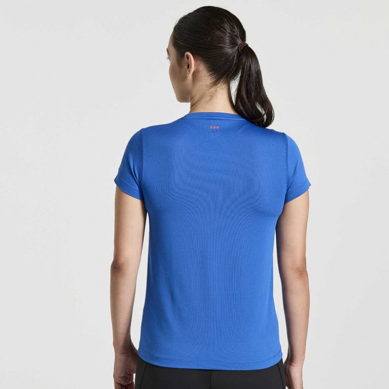 Női Saucony Stopwatch Graphic Rövid Sleeve Póló Kék | HUNGARY QEANU