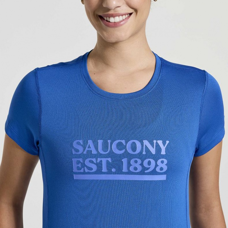 Női Saucony Stopwatch Graphic Rövid Sleeve Póló Kék | HUNGARY QEANU