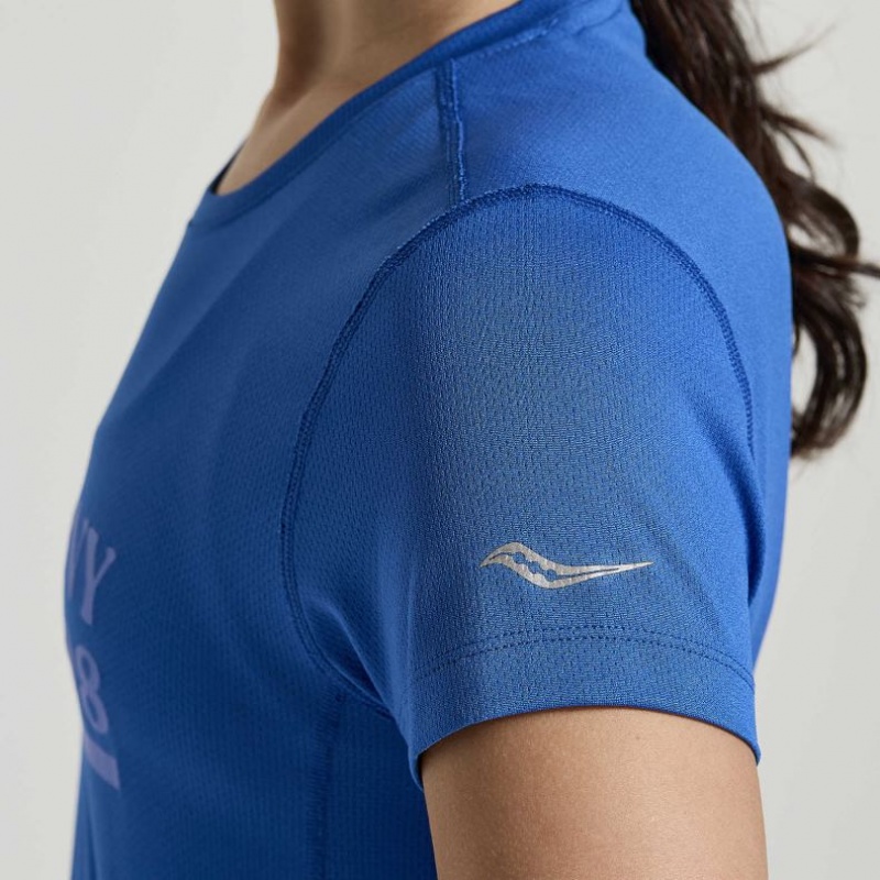 Női Saucony Stopwatch Graphic Rövid Sleeve Póló Kék | HUNGARY QEANU