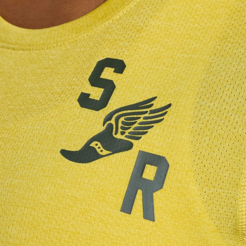 Női Saucony Stopwatch Graphic Rövid Sleeve Póló Sárga | HUNGARY GDKEM