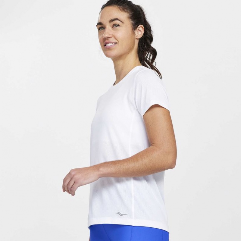 Női Saucony Stopwatch Rövid Sleeve Póló Fehér | HUNGARY YGNLF