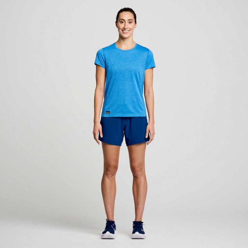 Női Saucony Stopwatch Rövid Sleeve Póló Kék | HUNGARY ILFBZ